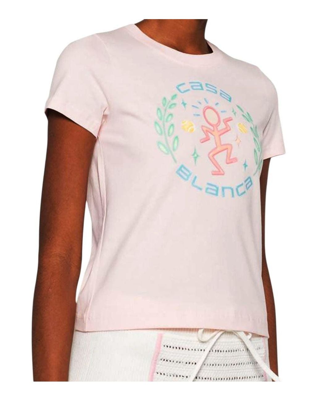 Casablanca Pink Crew Neck Graphic Logo Print T-Shirt