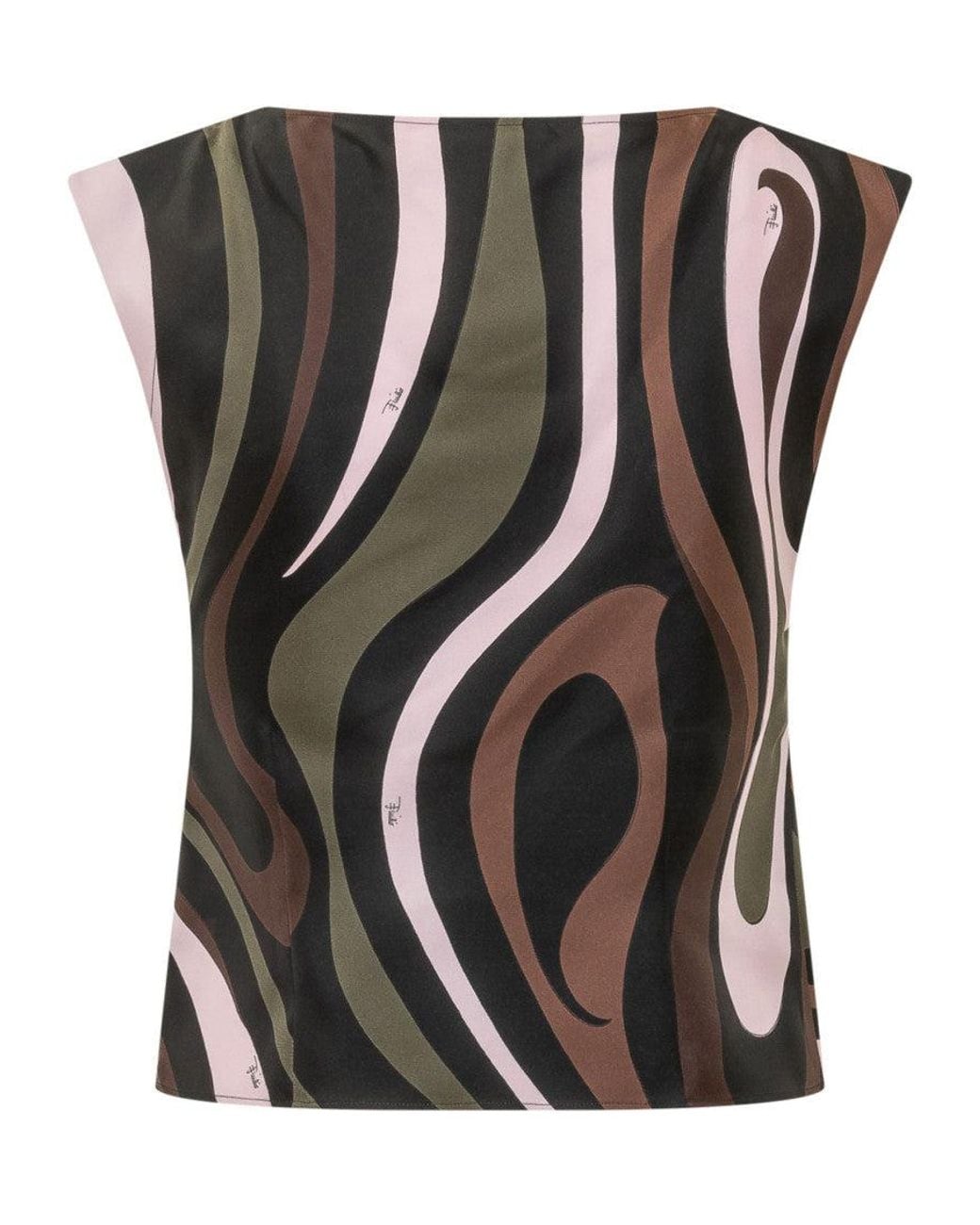 Emilio Pucci Gray Abstract Boat Neck Top