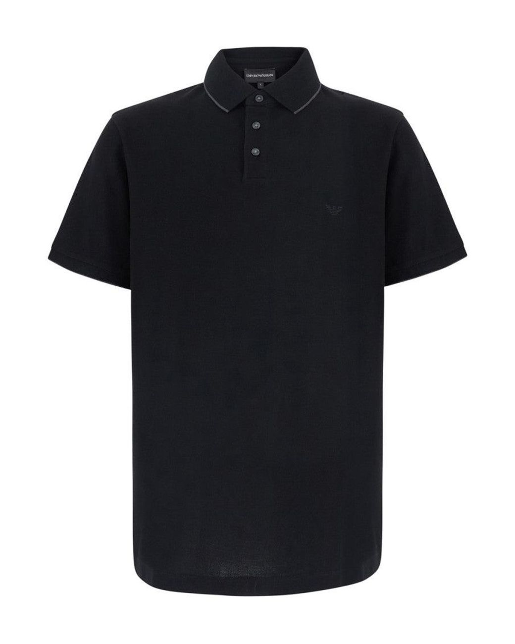 Emporio Armani Black Polo Shirt Piquet Cotton T-Shirts for men