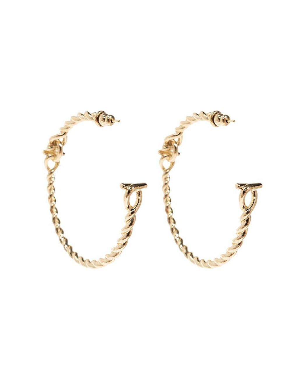 Ferragamo Metallic Golden Twisted Hoop Earrings