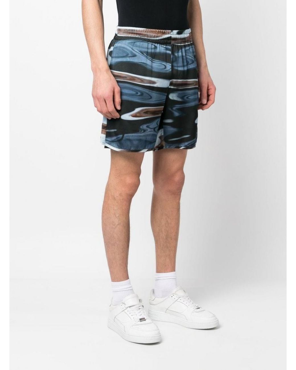 BLUE SKY INN Blue Graphic Print Track Shorts for men