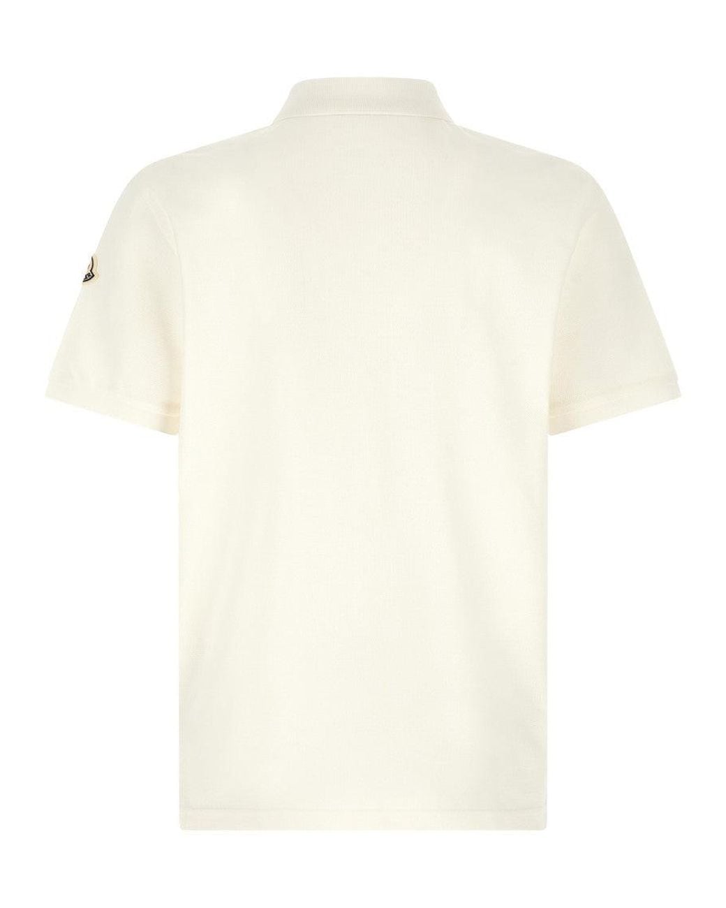 Moncler White Logo Patch Polo Shirt for men