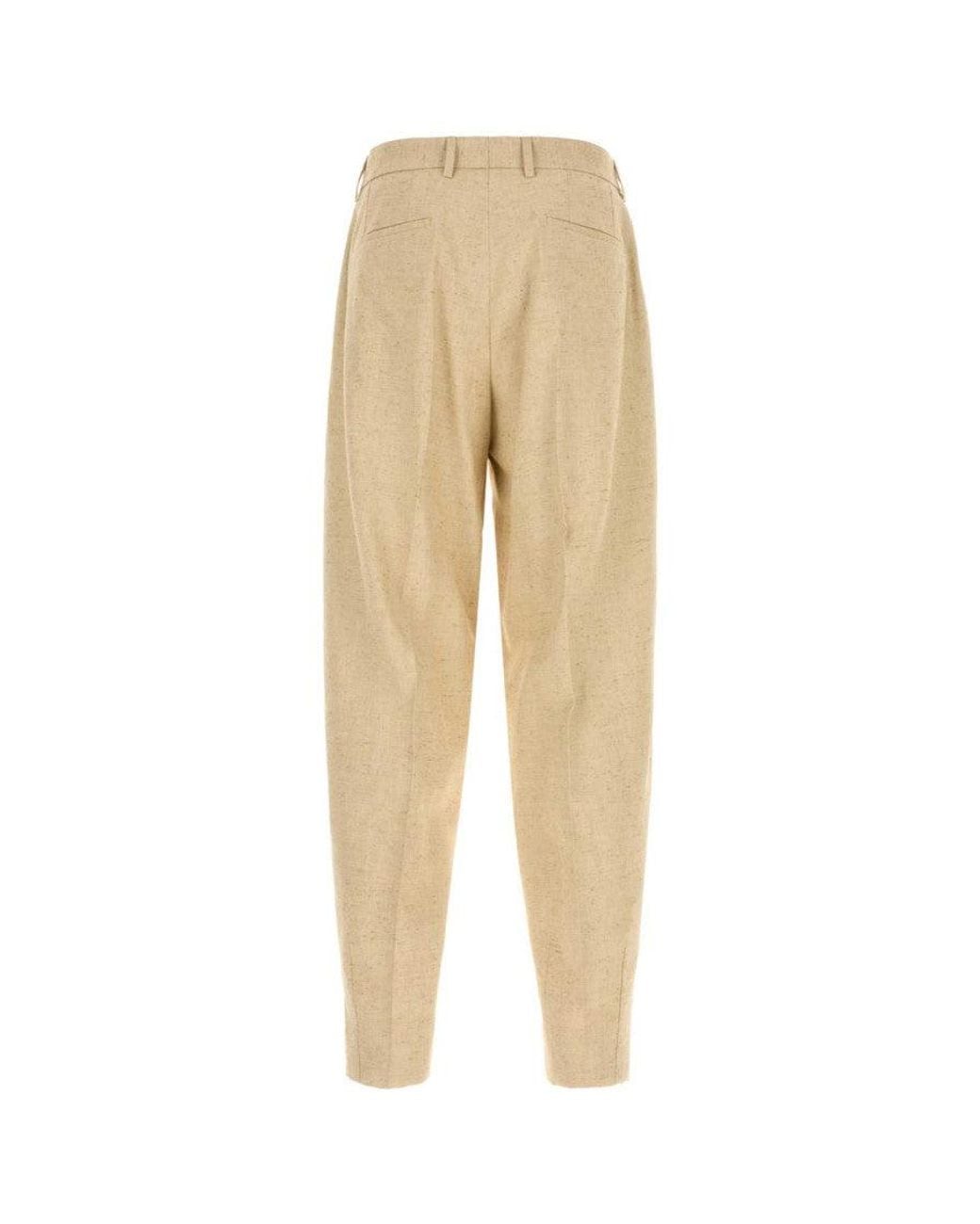 Dolce & Gabbana Natural Tapered Pleated Pants for men