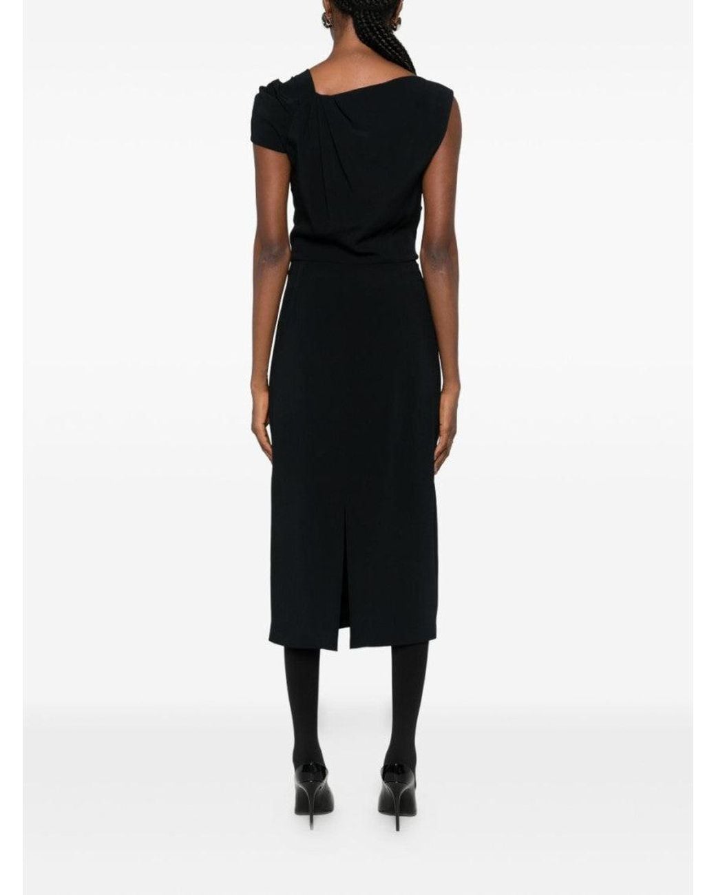 Givenchy Black Draped Midi Dress