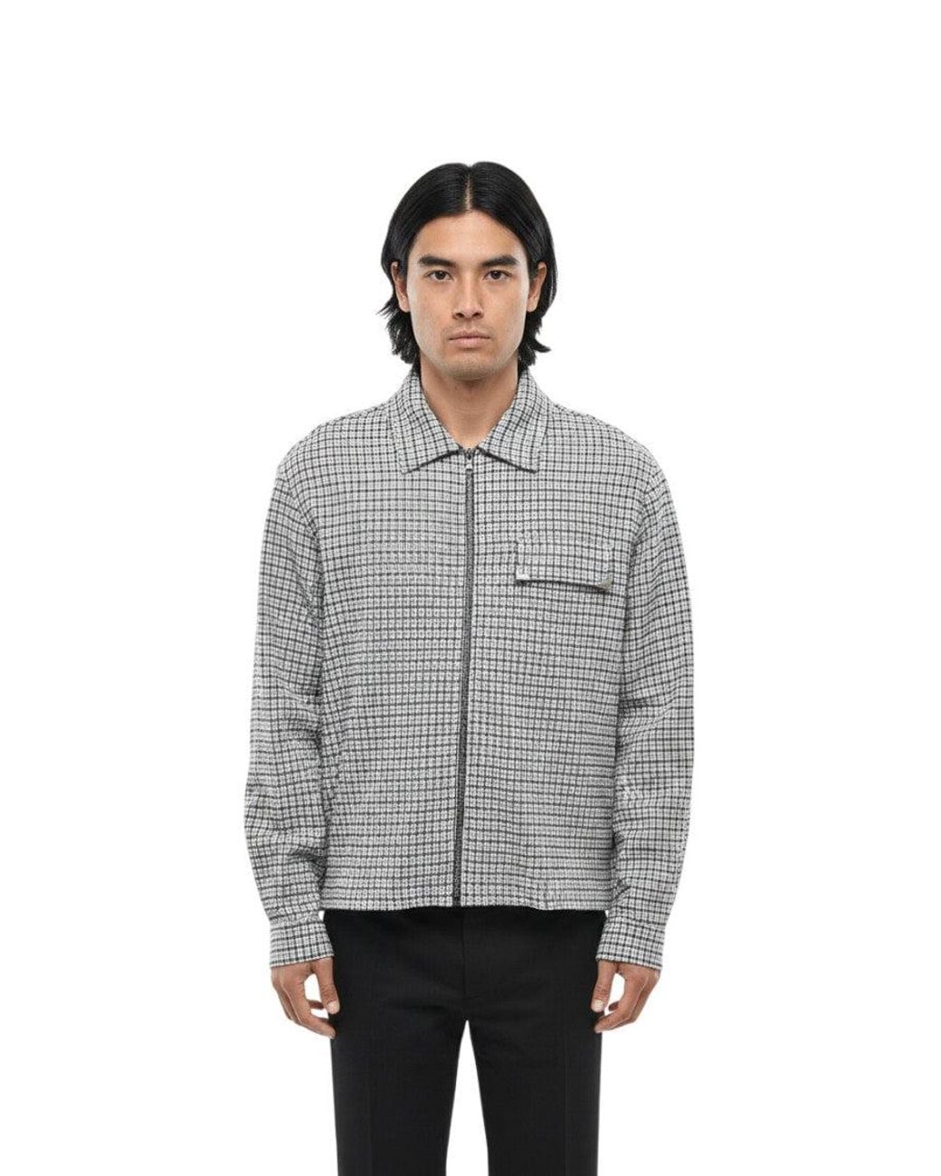 Palm Angels Gray Checked Overshirt for men