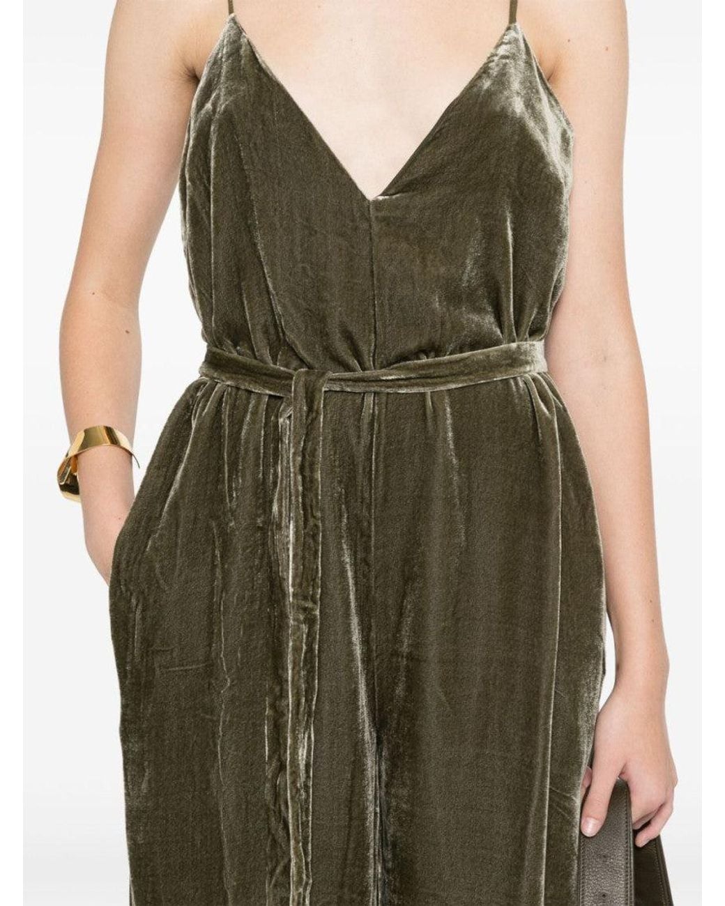 Gold Hawk Green Velvet Jumpsuit