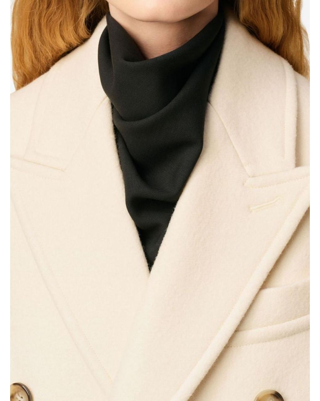AMI Natural Long Double-Breasted Coat