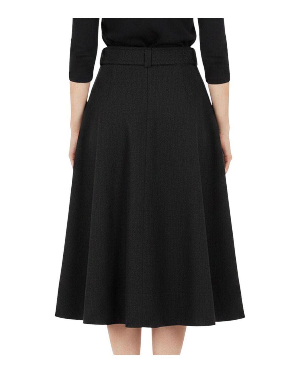 Ganni Black Solid Calf Length Skirt