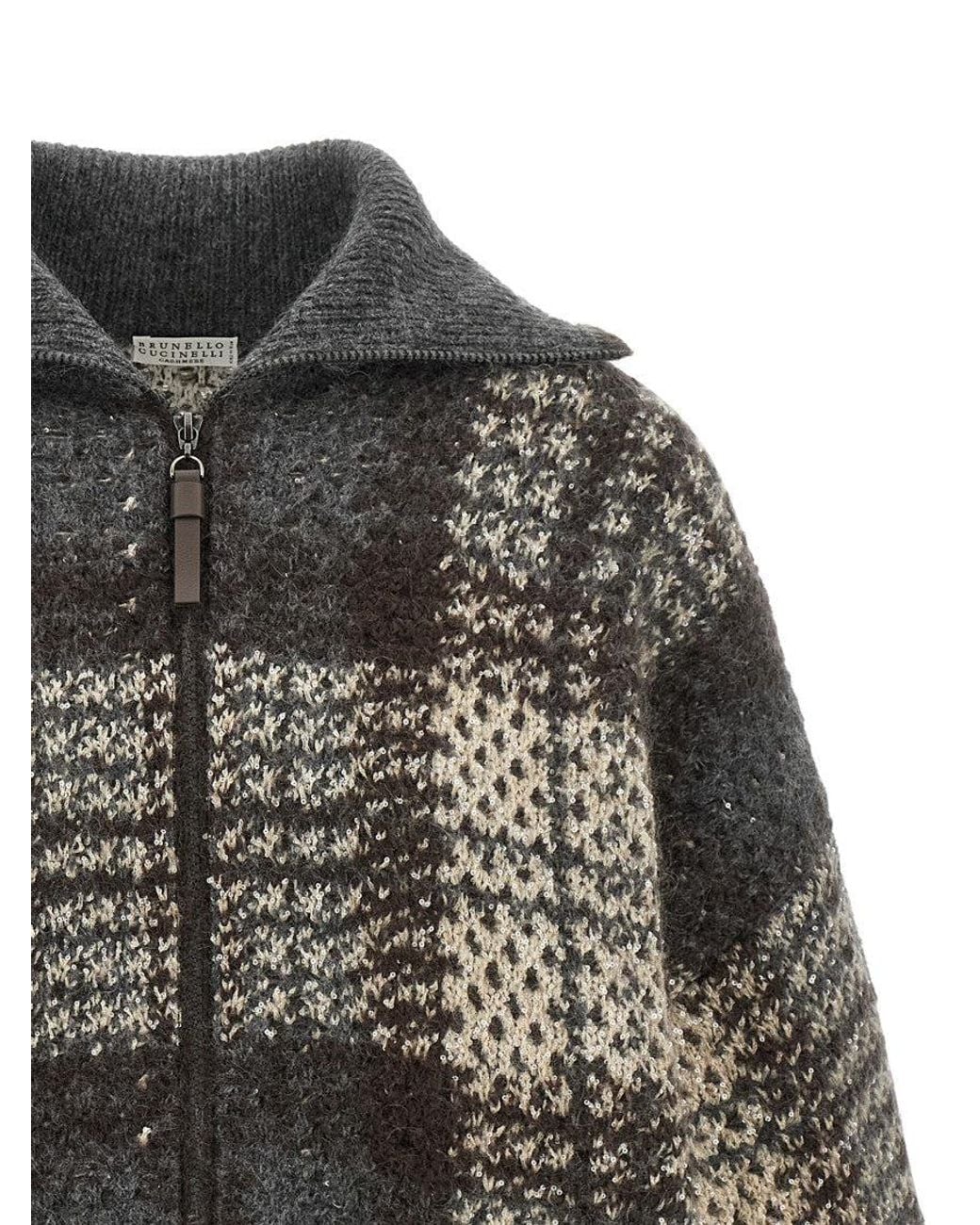 Brunello Cucinelli Gray Plaid Shirt Collar Jacket