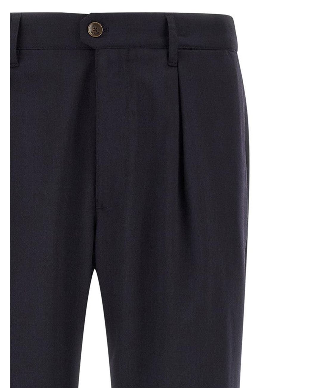 Incotex Blue Pleated Trousers for men
