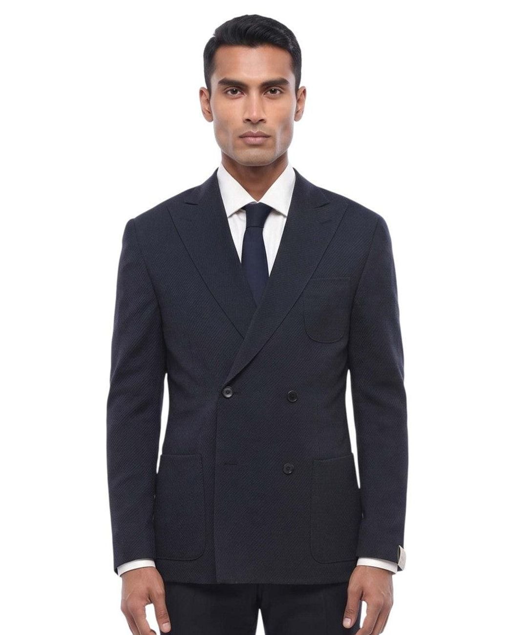 Corneliani Blue Peaked Lapel Blazer for men