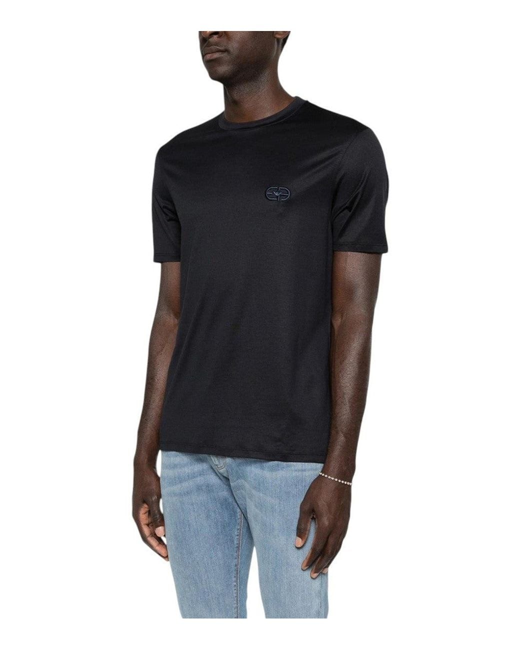 Emporio Armani Black Regular Logo T-Shirt for men