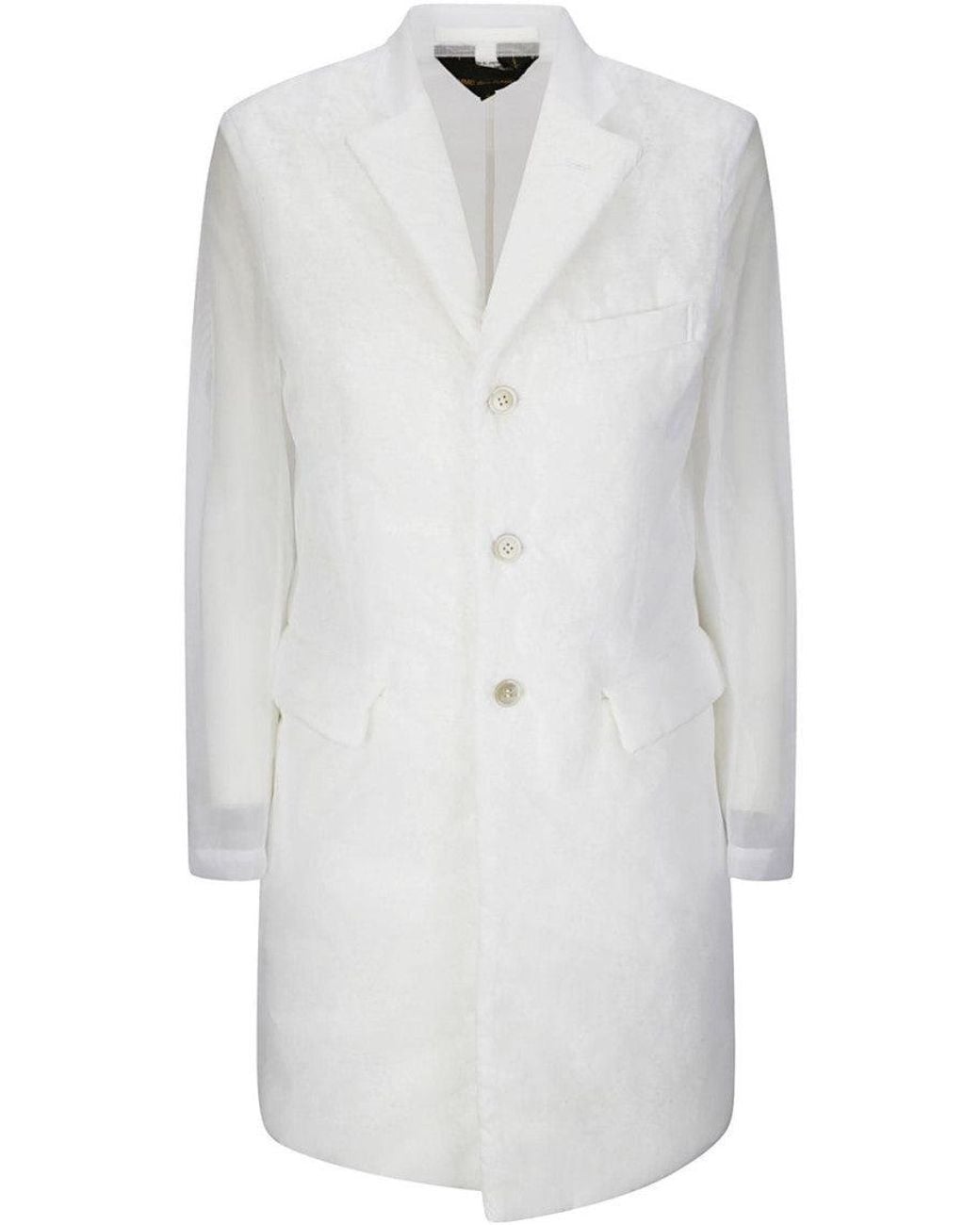 Comme des Garçons White Single-Breasted Coat