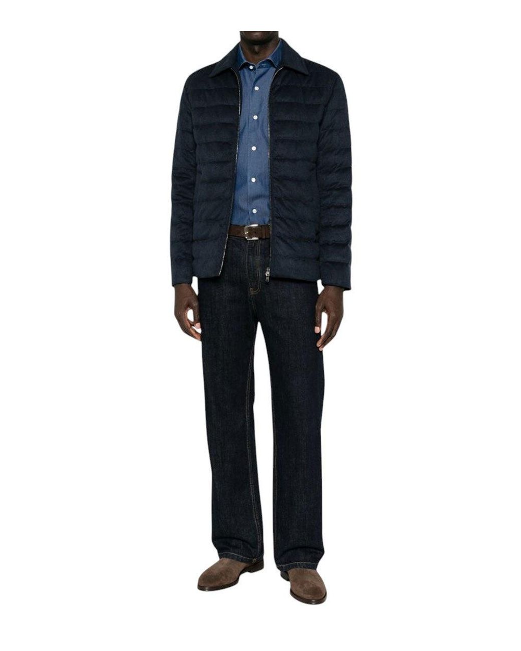 Herno Blue Quilted Jacket for men