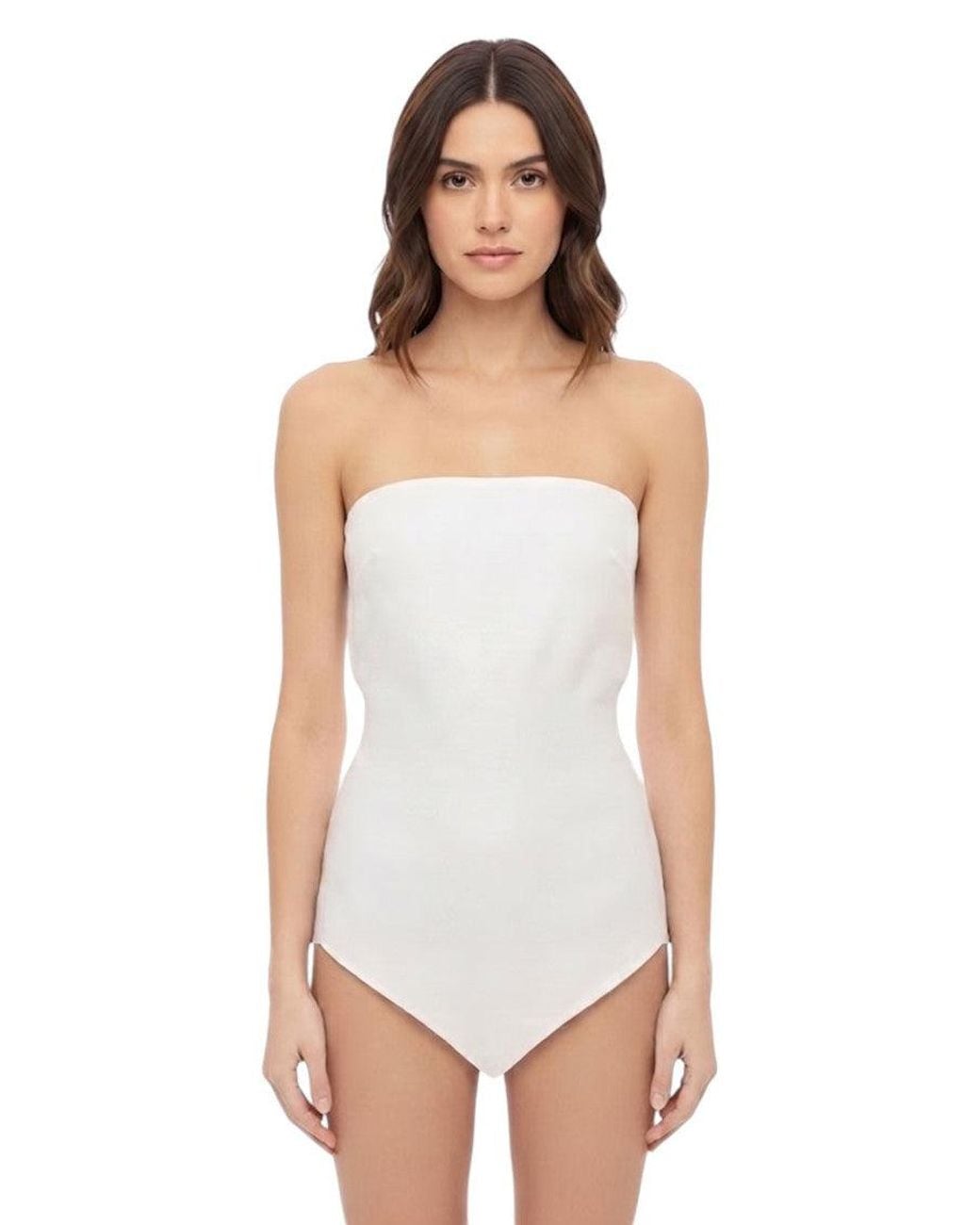 Miu Miu White Solid Strapless Top