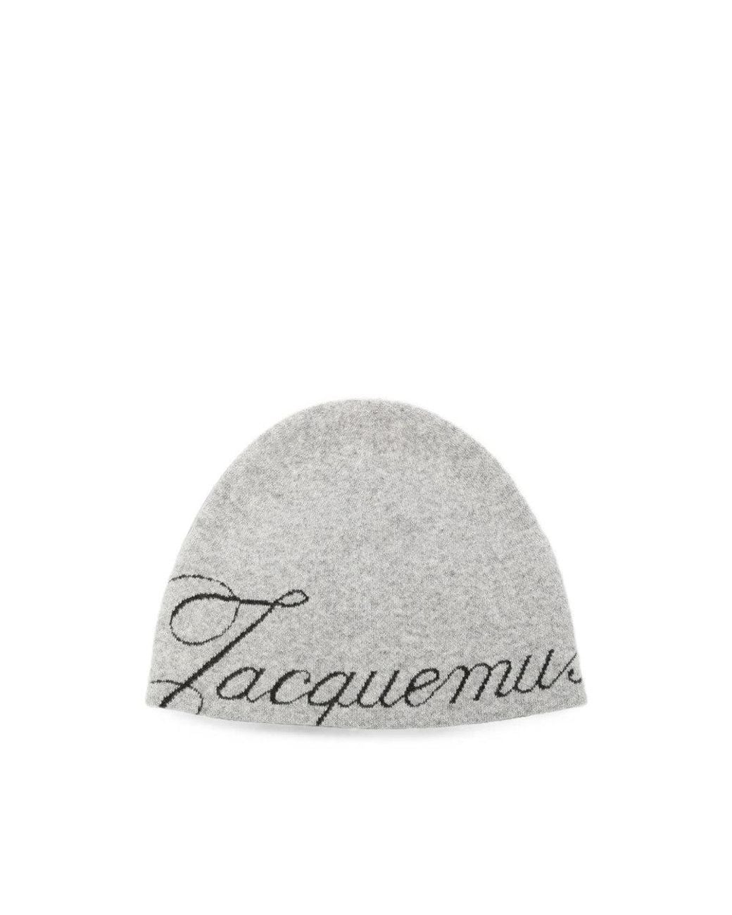 Jacquemus Gray Logo Beanie Cap for men