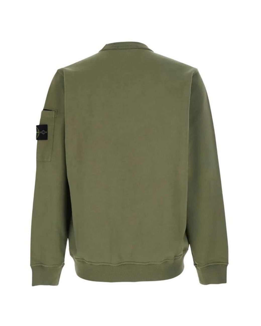 Stone Island Green Solid Crew Neck Sweatshirt for men