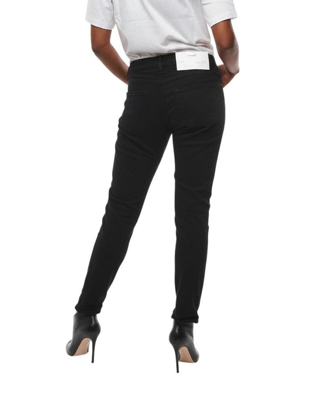 FRAME White Skinny Mid Rise Jeans