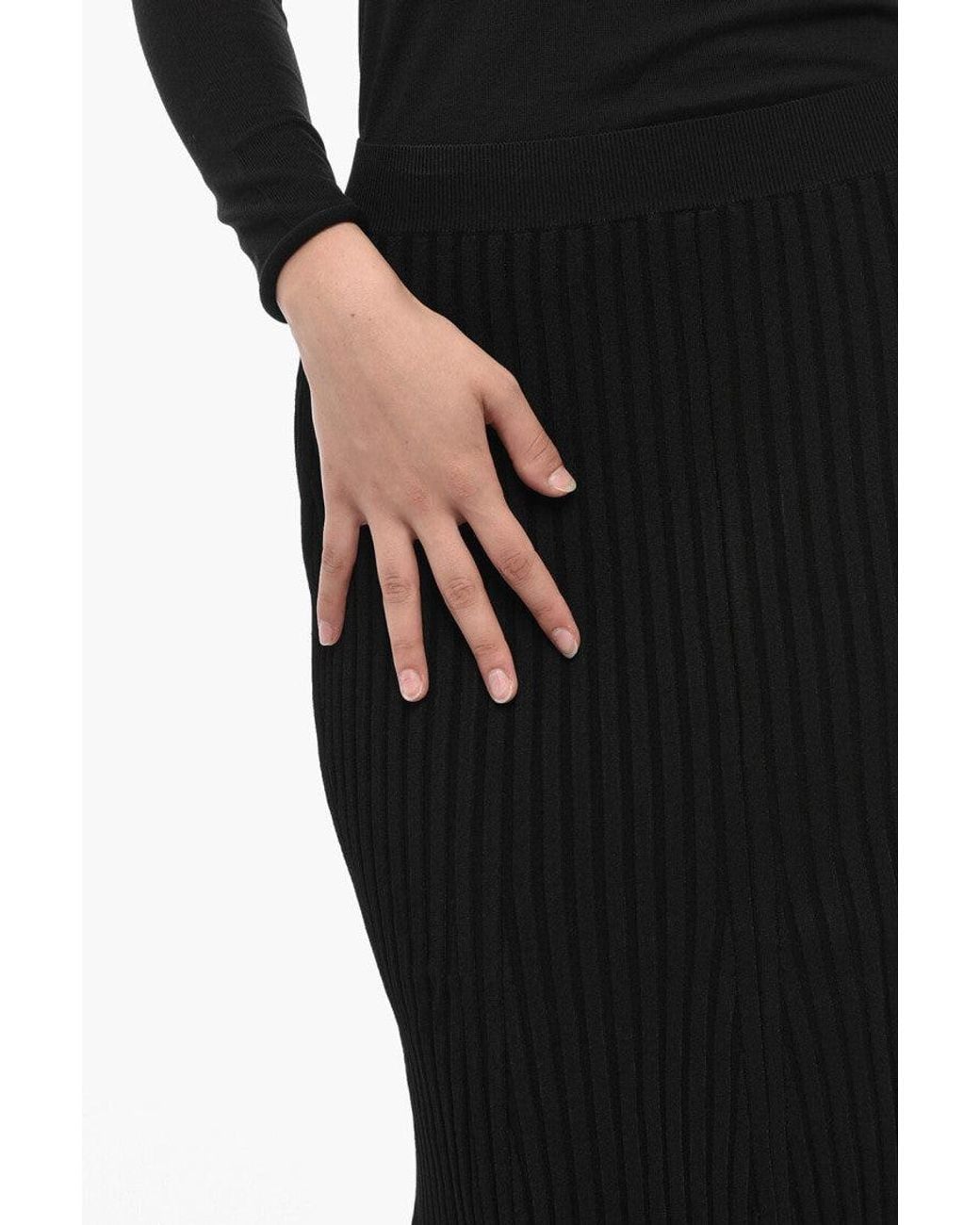 Stella McCartney Black Pleated Midi Skirt