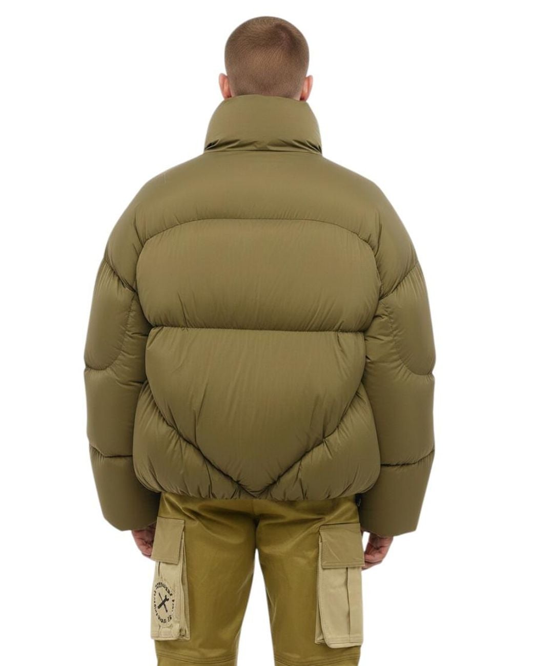 Bacon Green Quilted Turtle Neck Jacket for men
