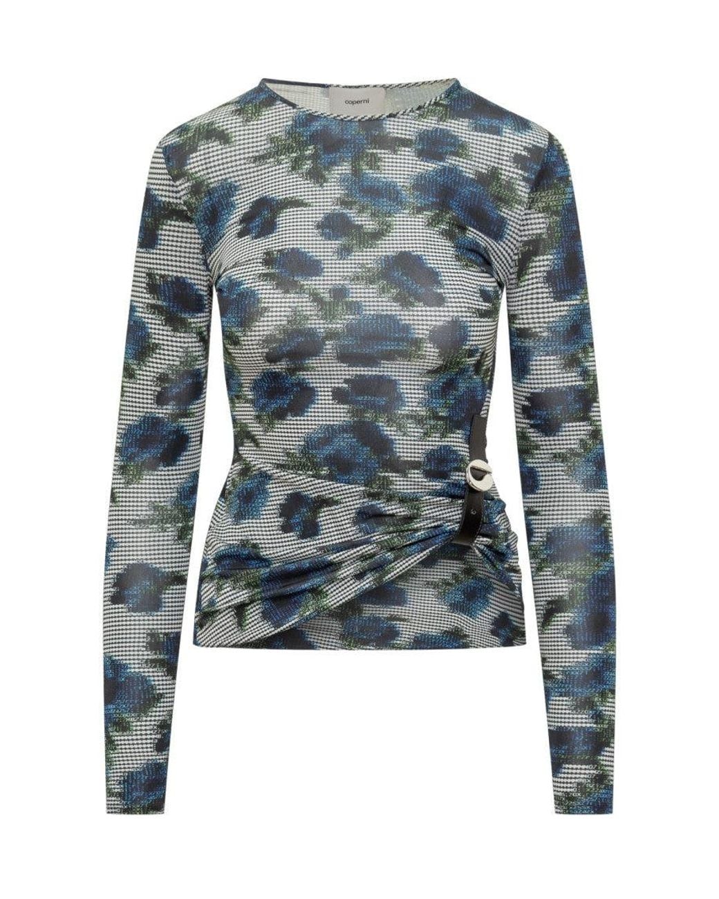 Coperni Blue Printed Crew Neck Top