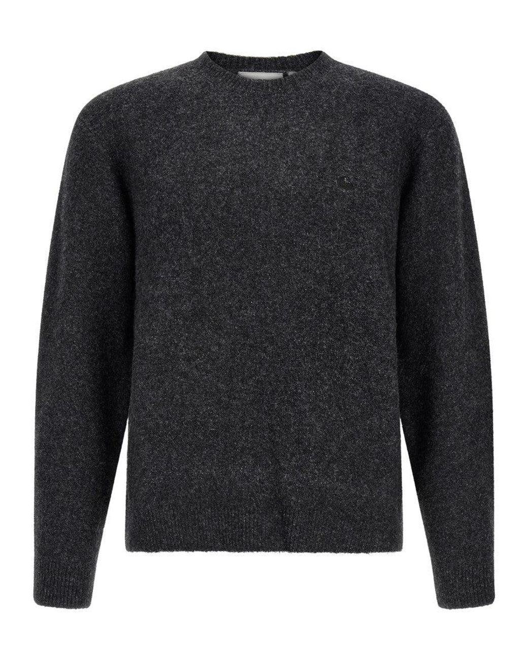 Carhartt Gray Textured Crew Neck Sweater for men