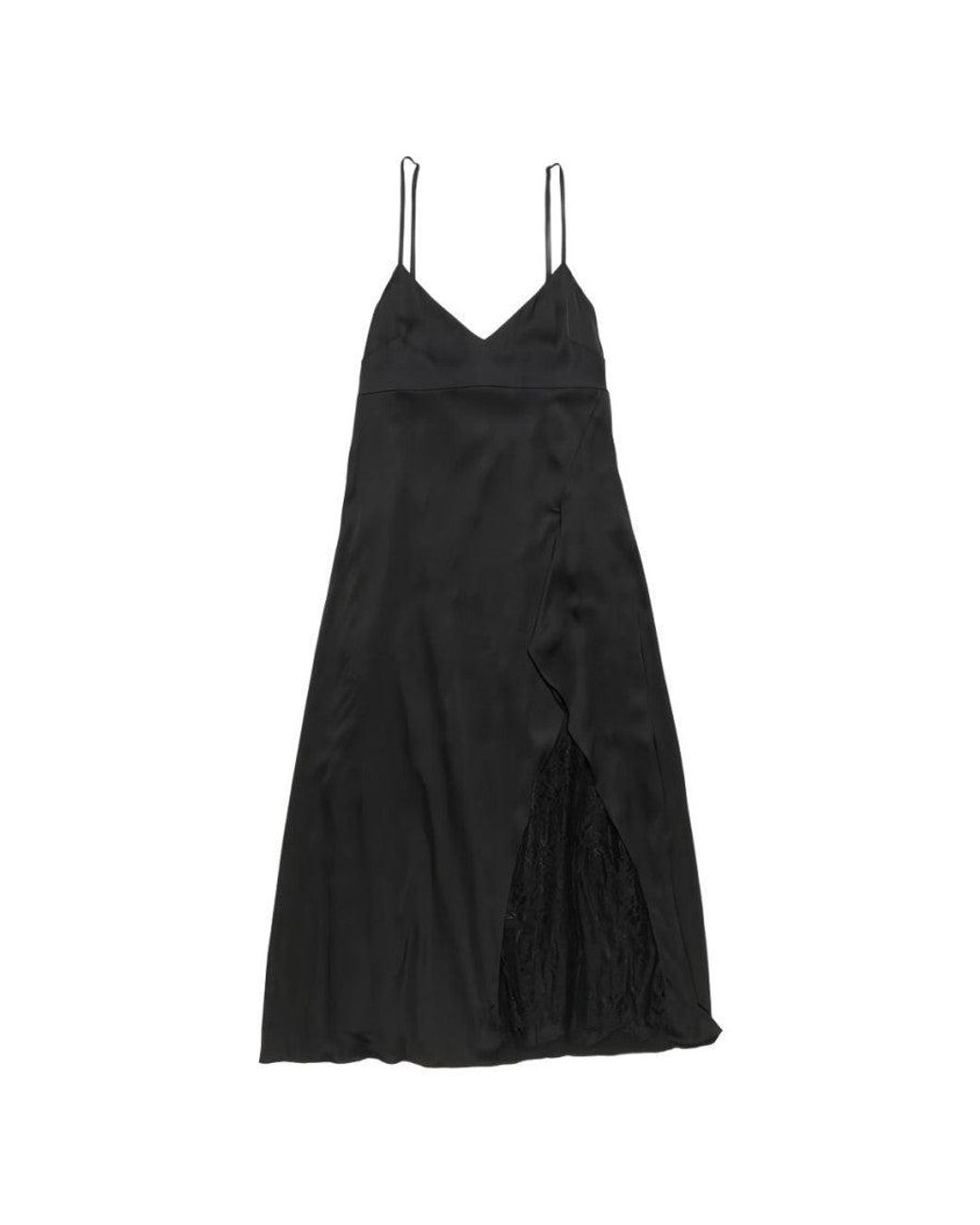 Acne Black Satin Slip Dress