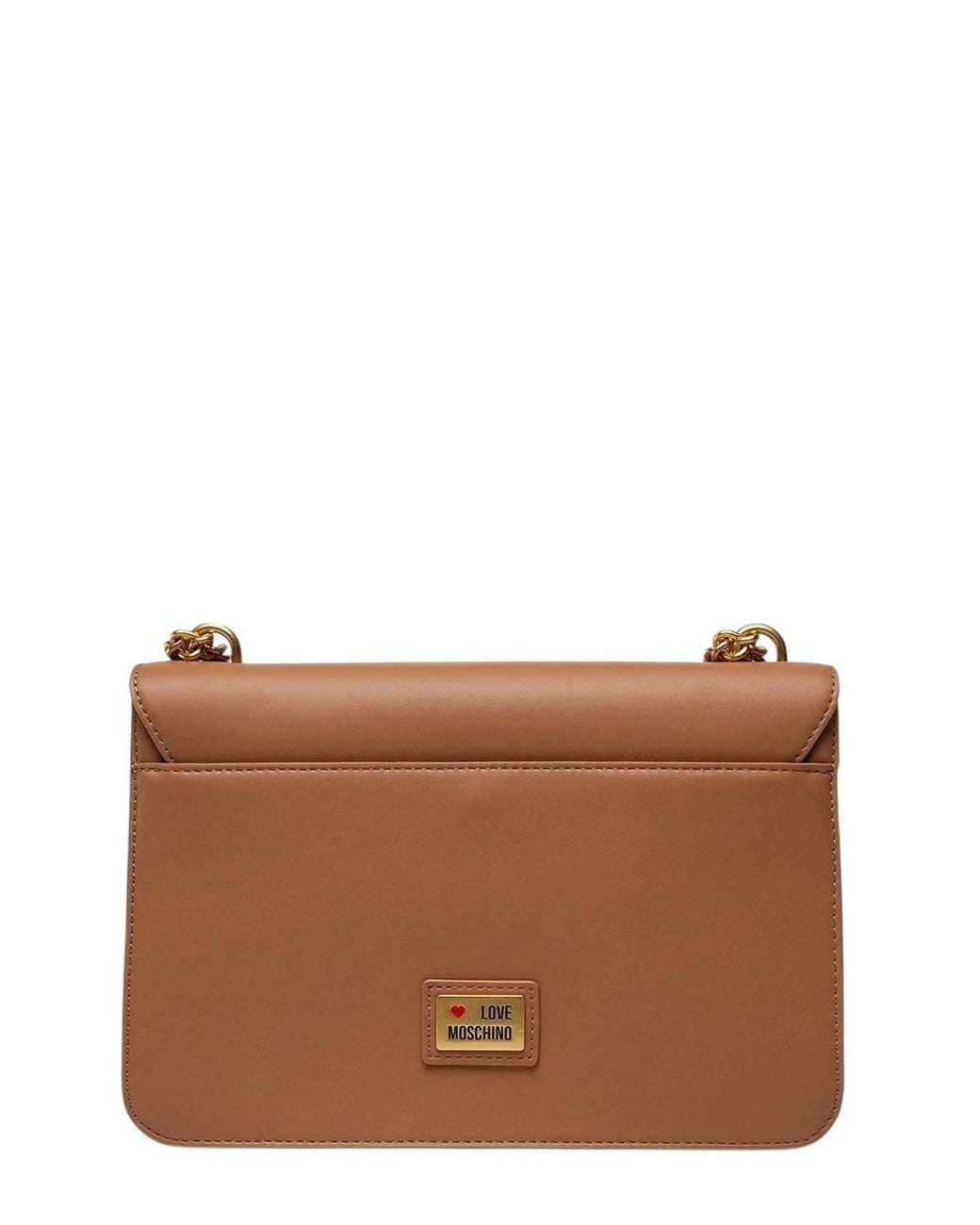 Love Moschino Brown Heart Logo Medium Shoulder Bag