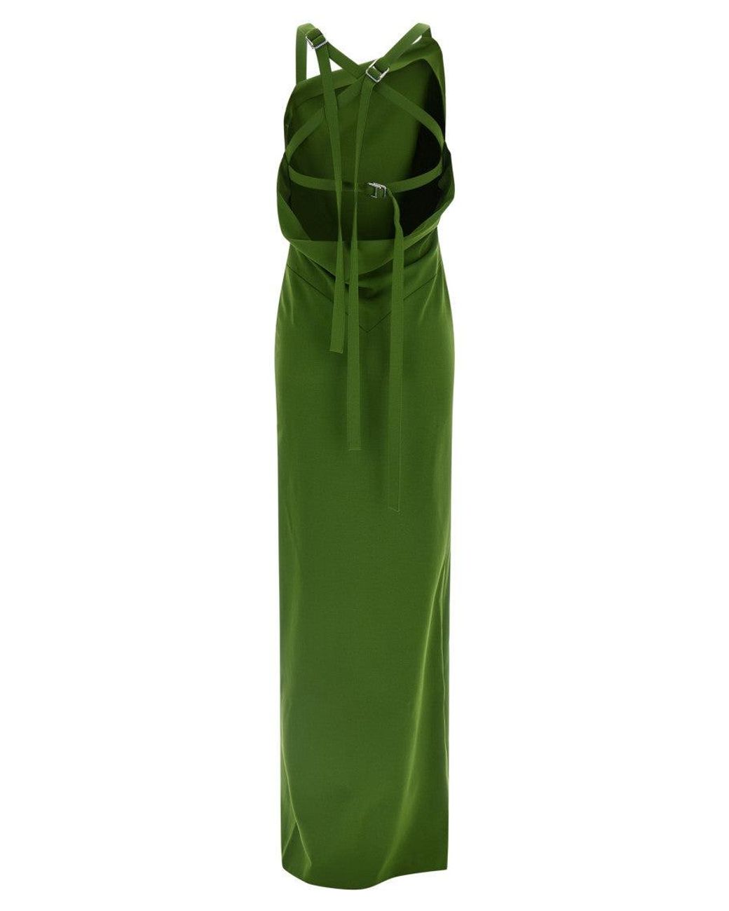 The Attico Green Side Slit Strap Dress