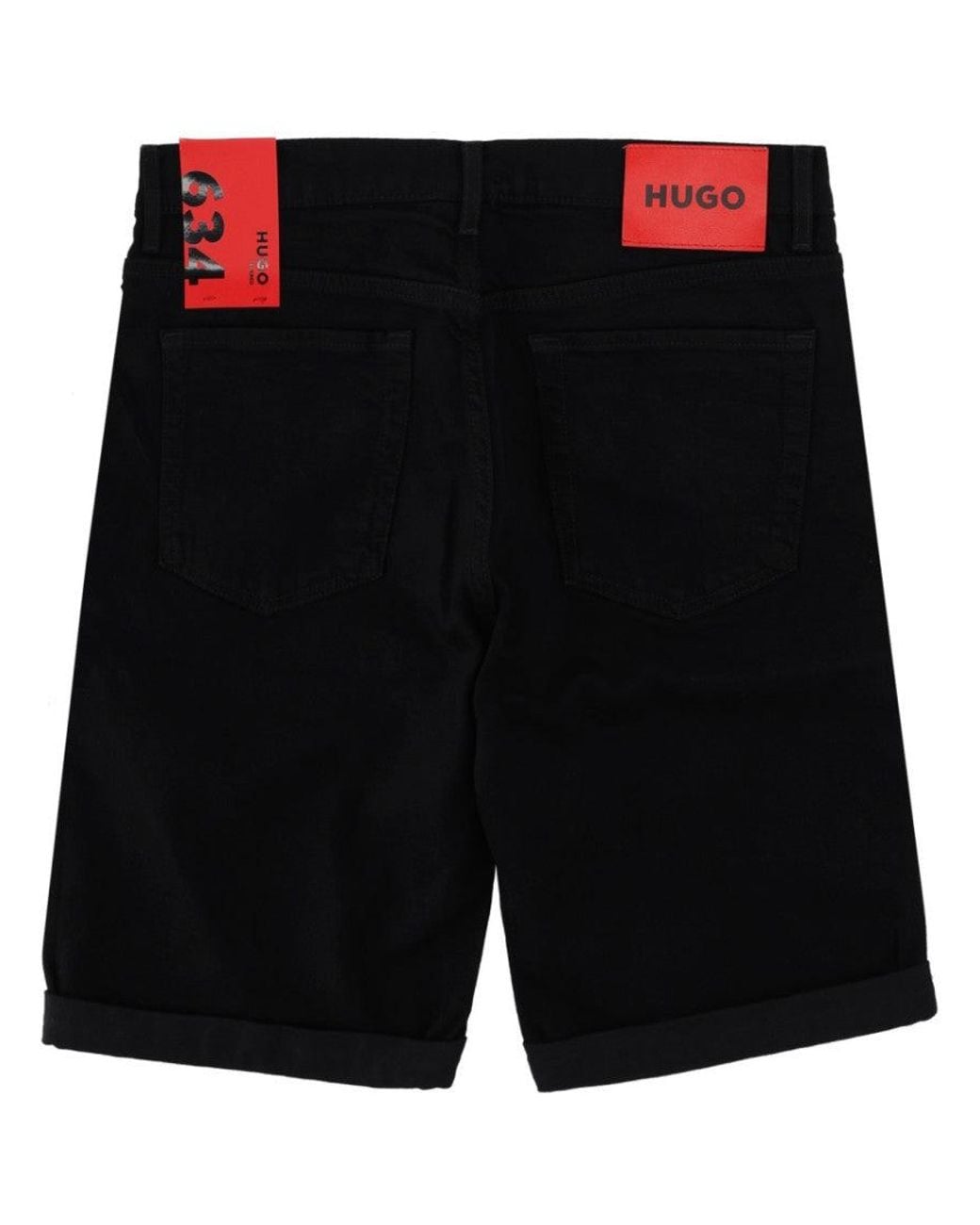 HUGO Black Shorts With Patch Logo for men