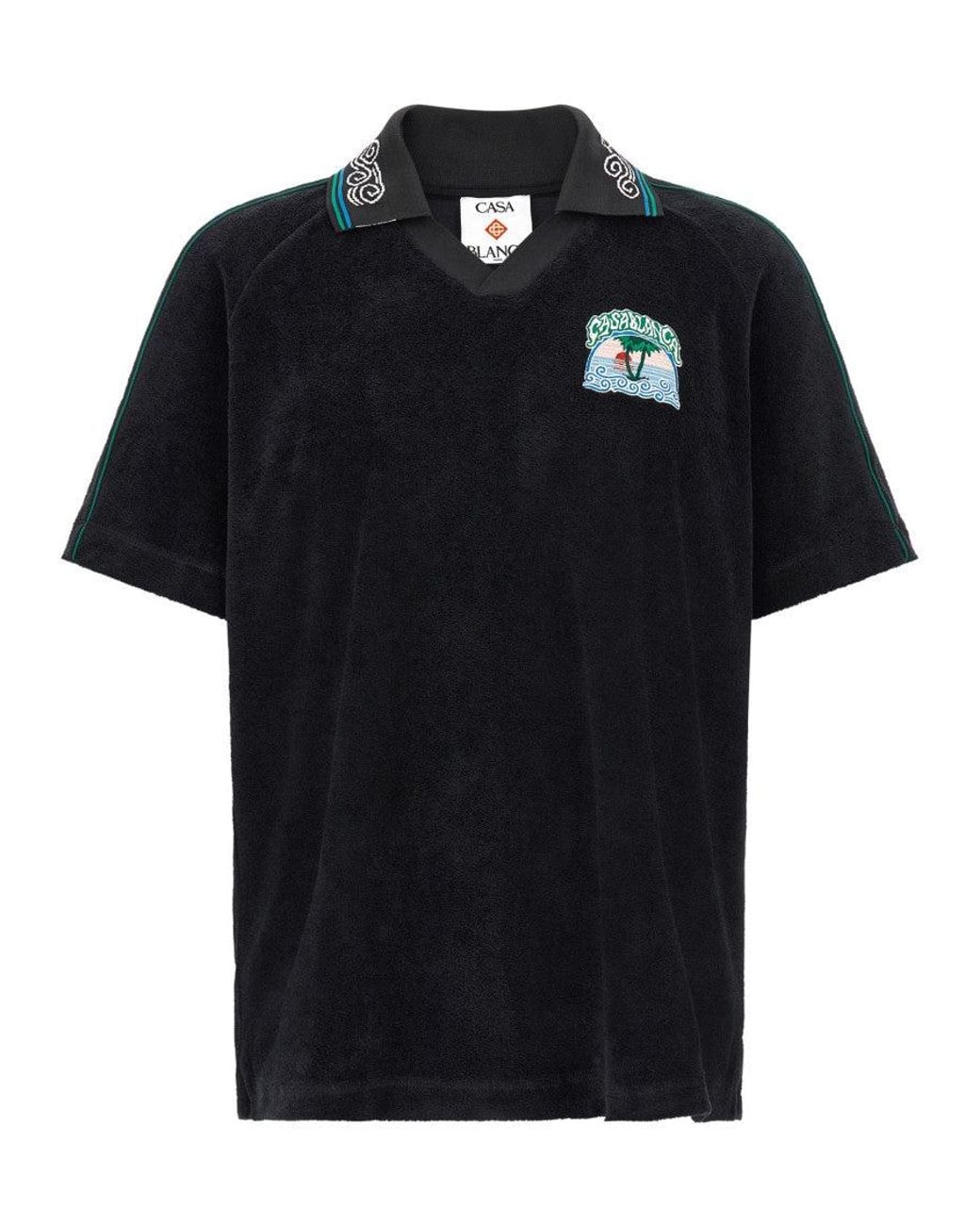 Casablanca Black Embroidered Shirt Collar Polo for men