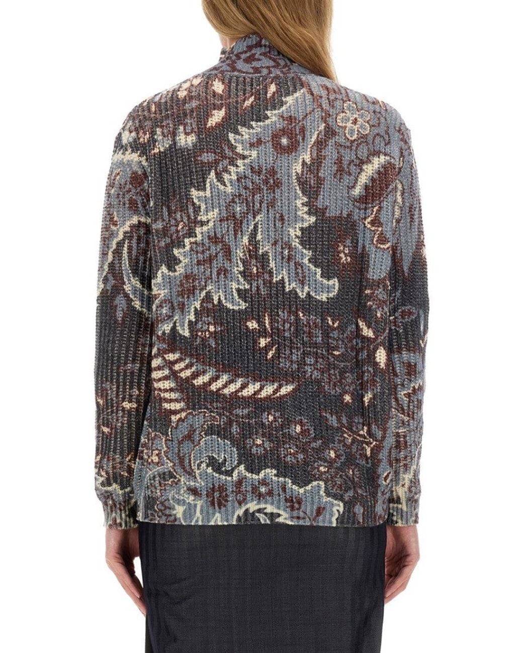 Etro Gray Paisley Mock Collar Sweater