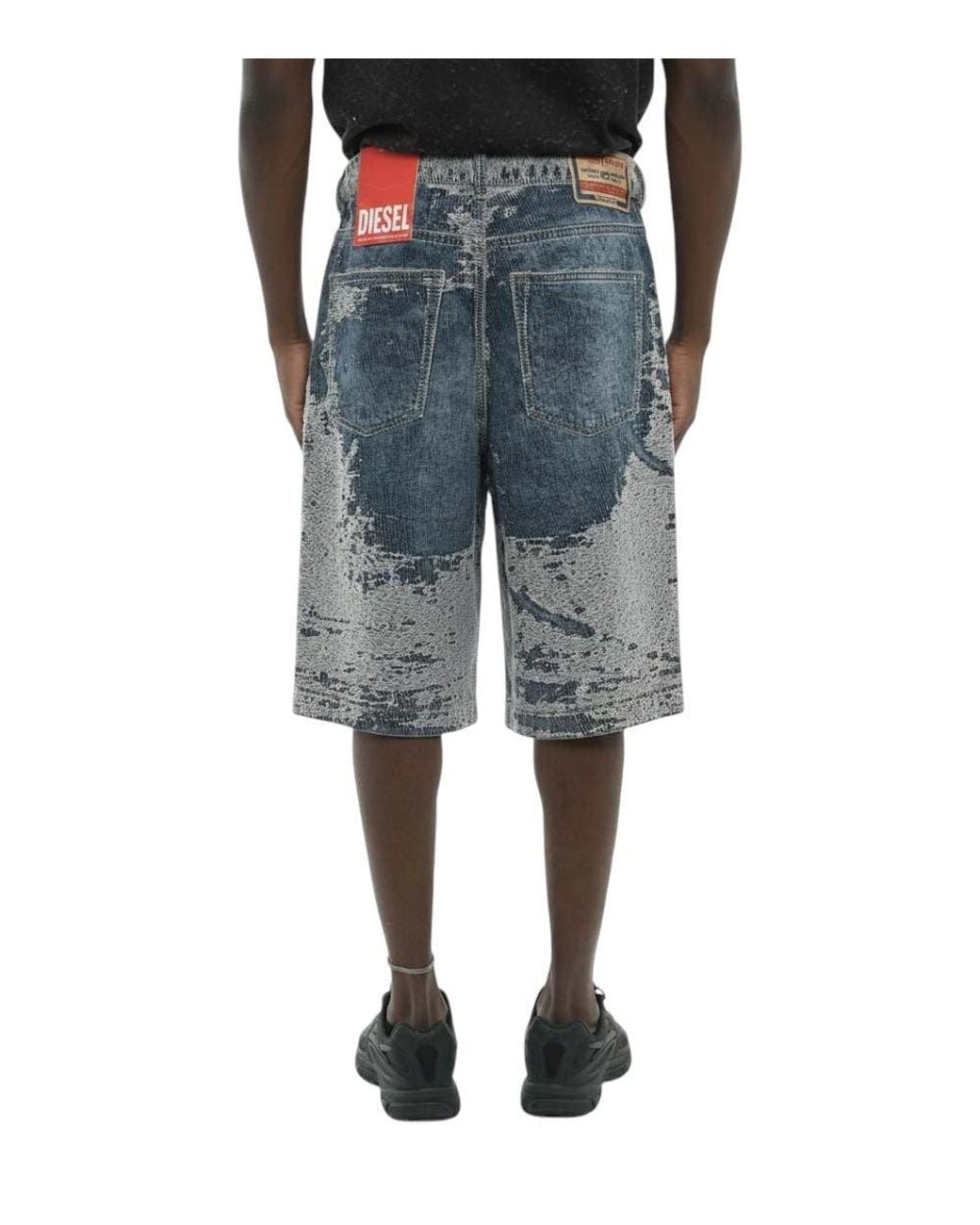 DIESEL Blue Abstract Bermuda Shorts for men