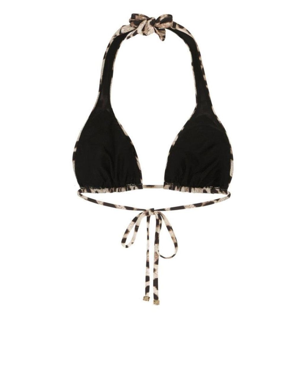 Dolce & Gabbana White Print Triangle Bikini Top