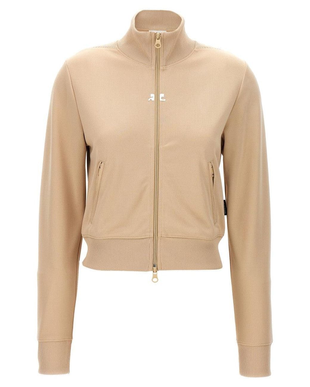 Courreges Natural Solid Mock Collar Sweatshirt