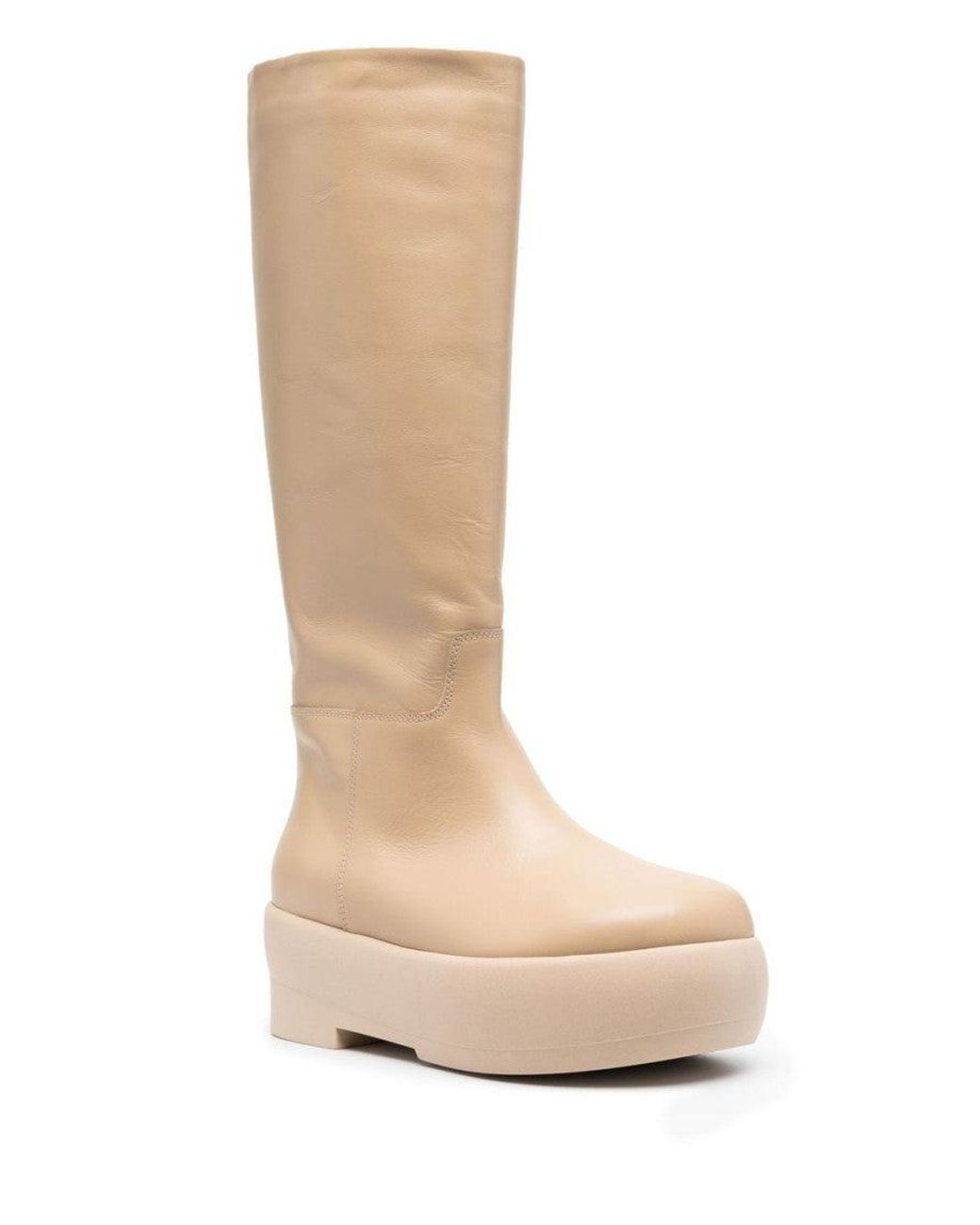 Gia Borghini White Tubular Chunky-Sole Boots
