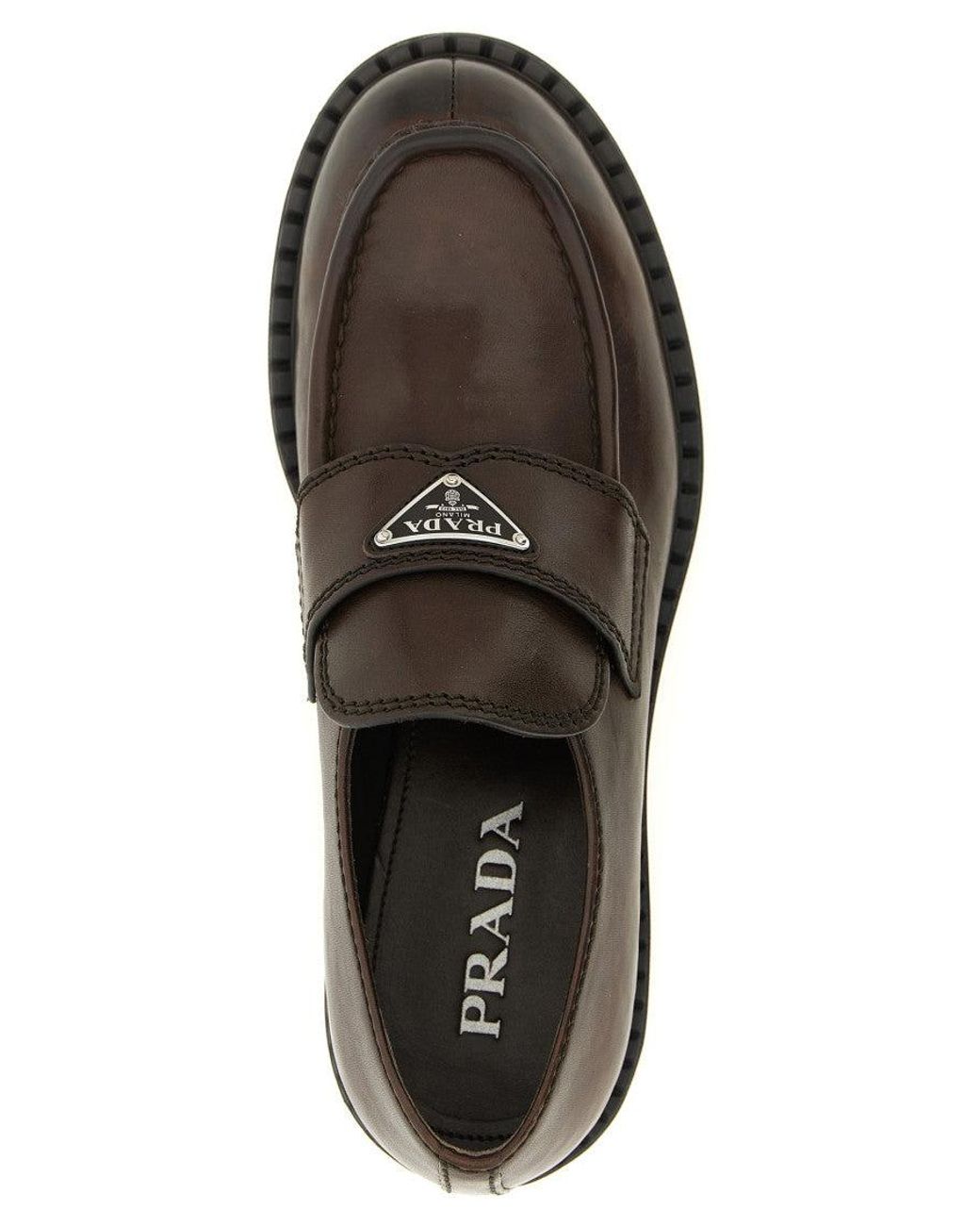Prada Brown Leather Loafers for men