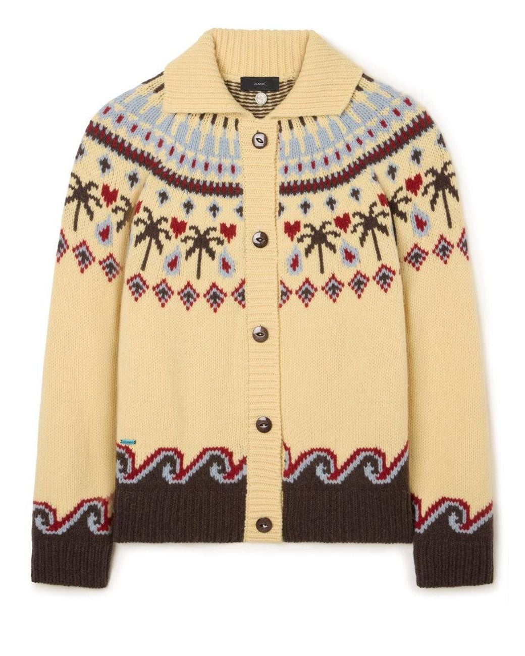 Alanui Natural Graphic Shawl Neck Cardigan