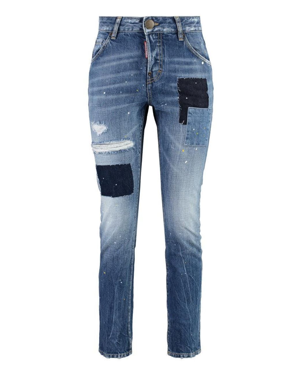 DSquared² Blue Light Mid Rise Ripped Jeans