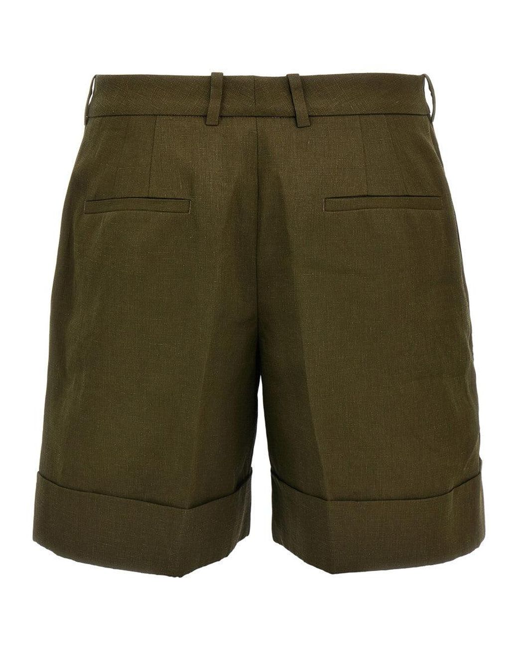 Jil Sander Green Linen Bermuda Shorts