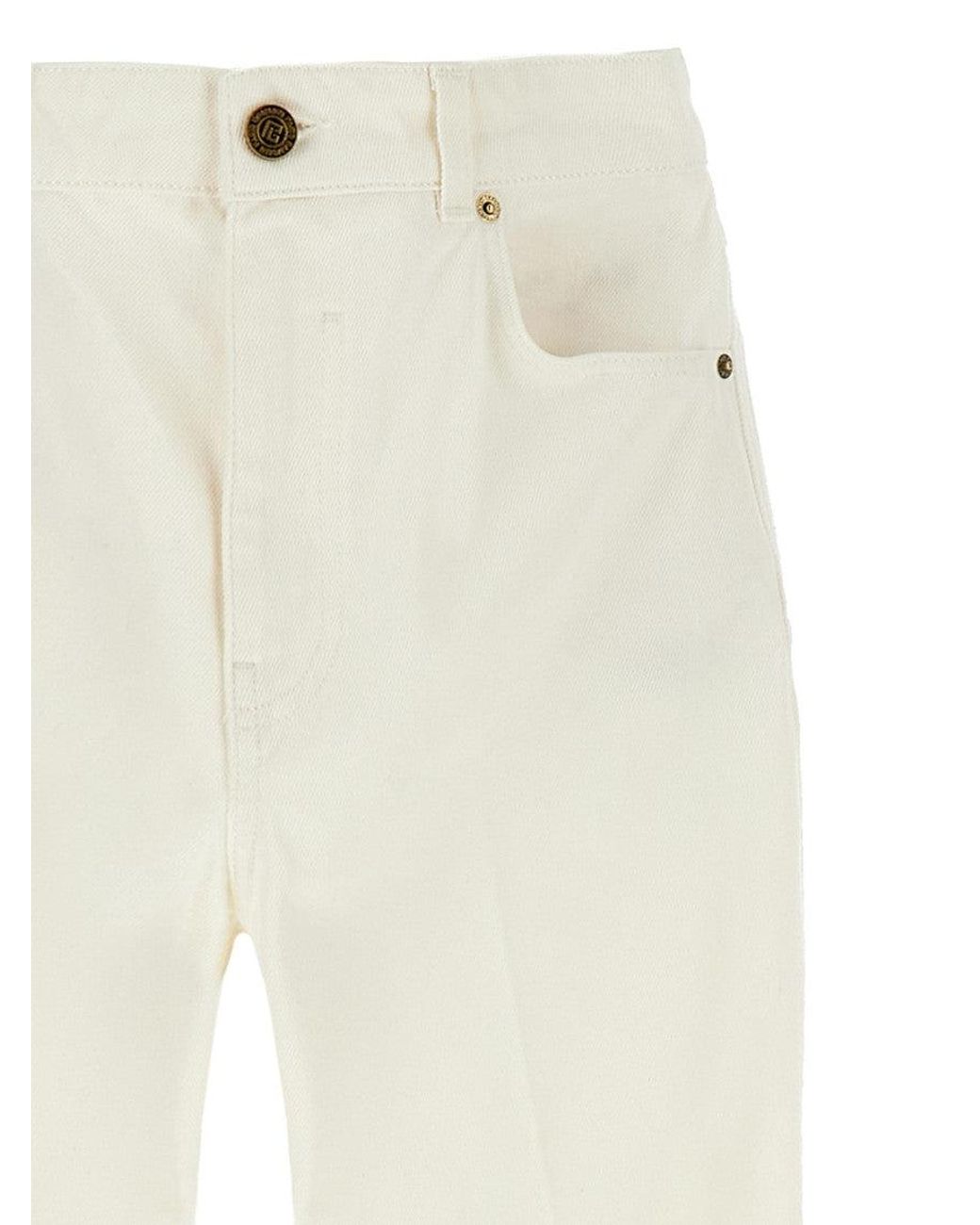 Balmain White Embroidery Jeans