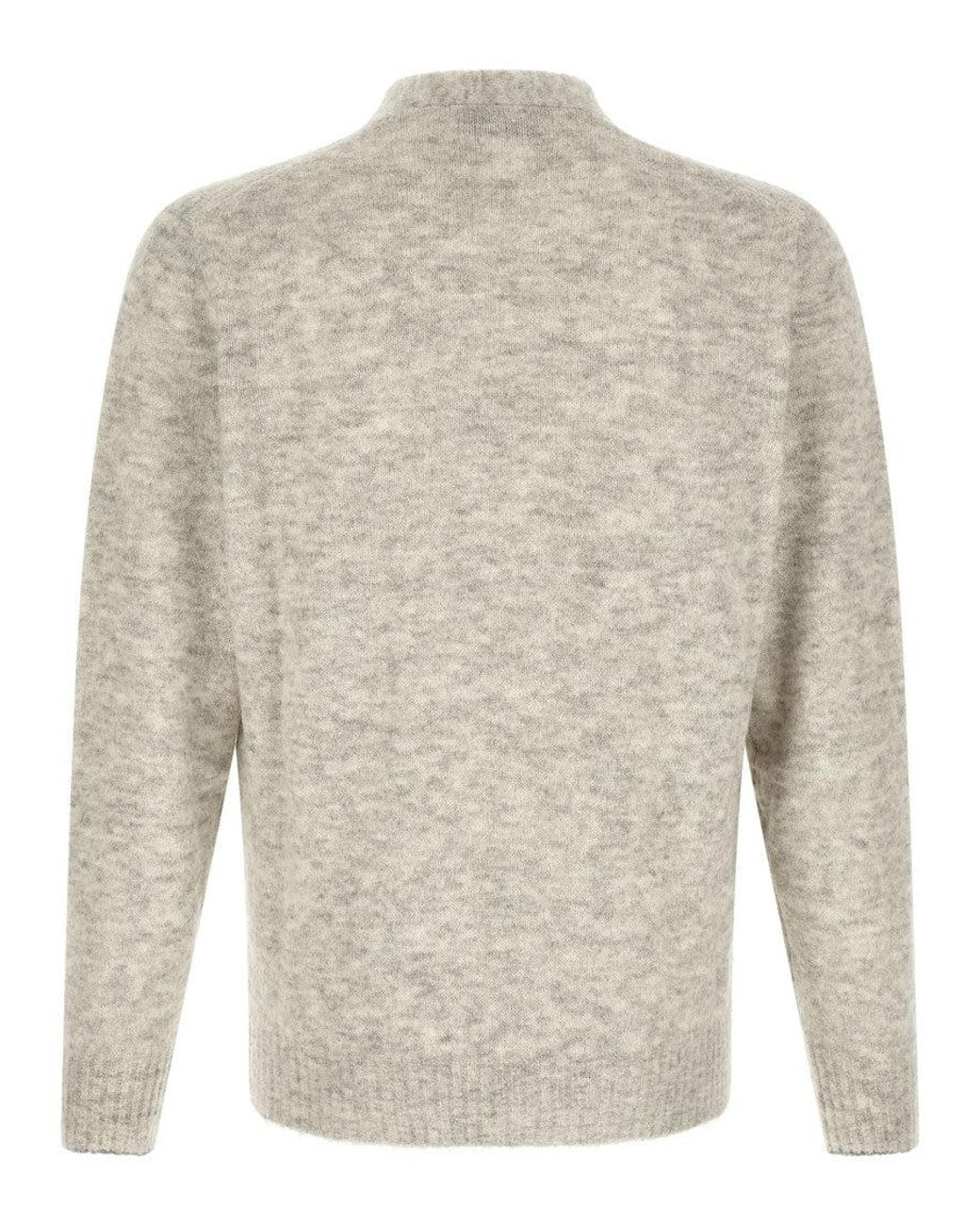 Brunello Cucinelli White V Neck Cardigan for men