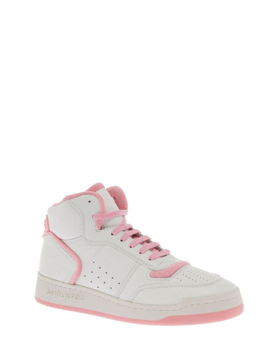 Saint Laurent White Lace Up Sneakers