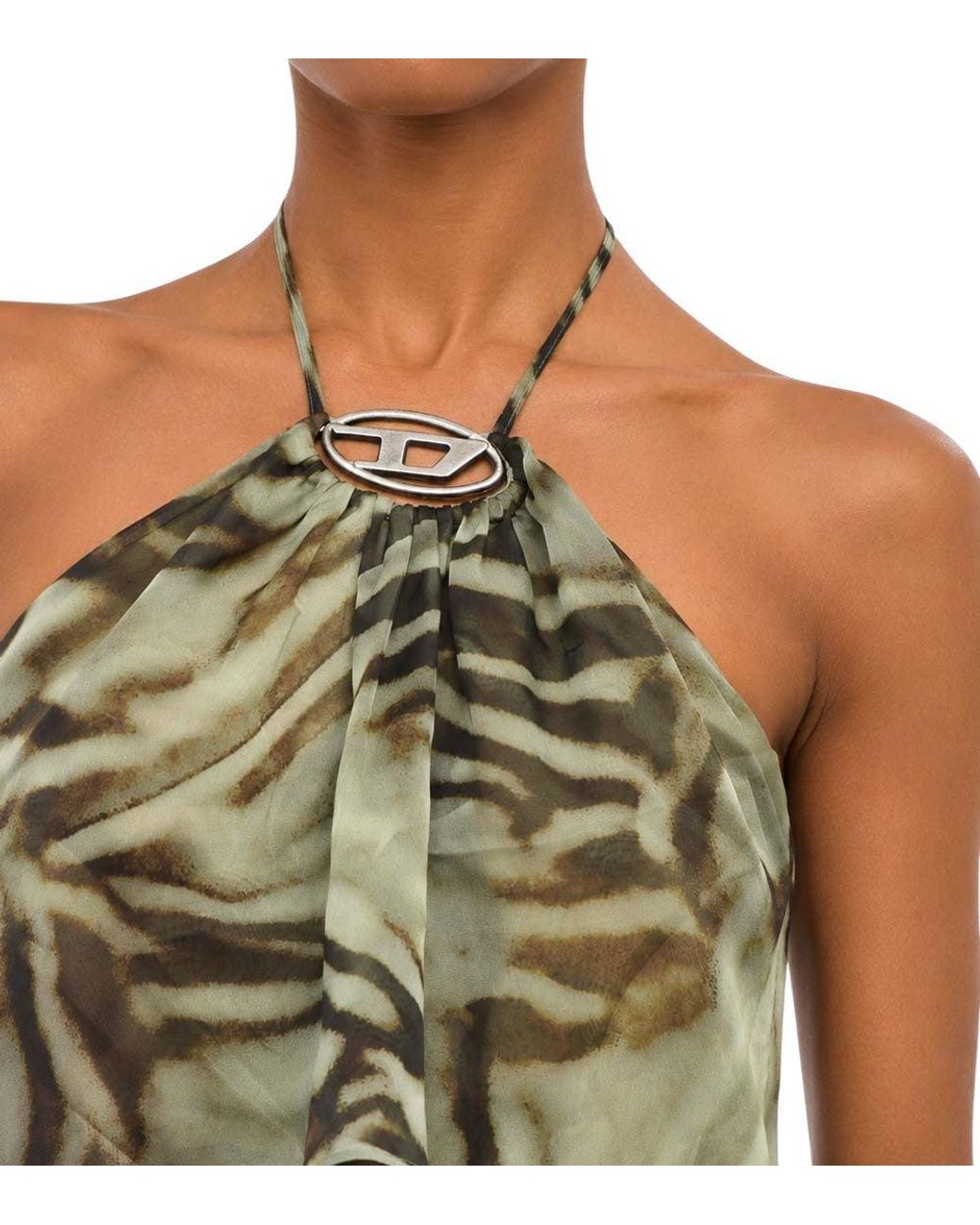 DIESEL Green Animal Print Top