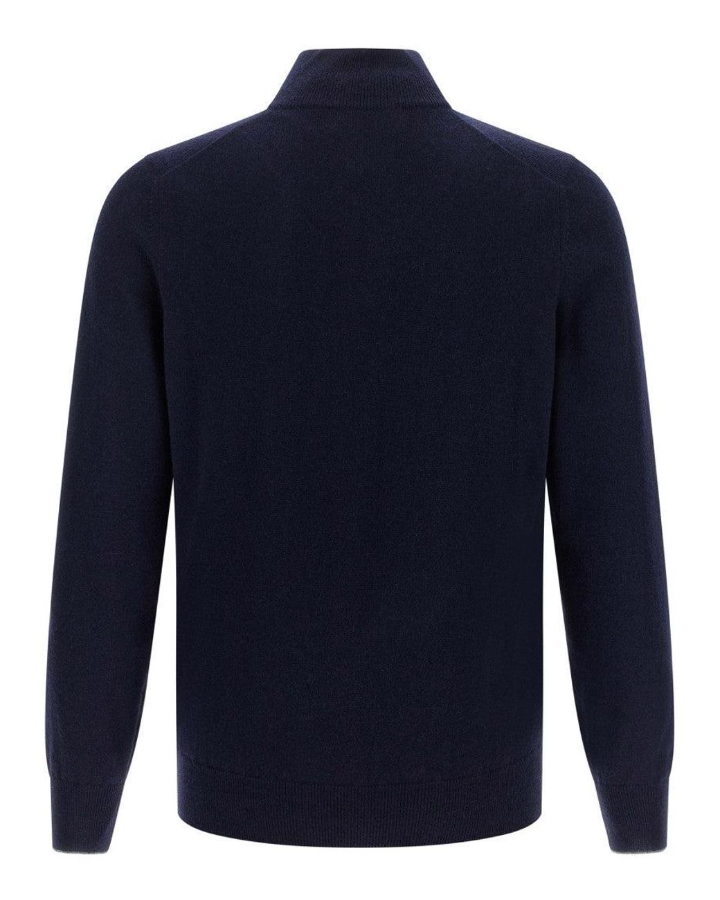 Brunello Cucinelli Blue Half-Zip Sweater for men