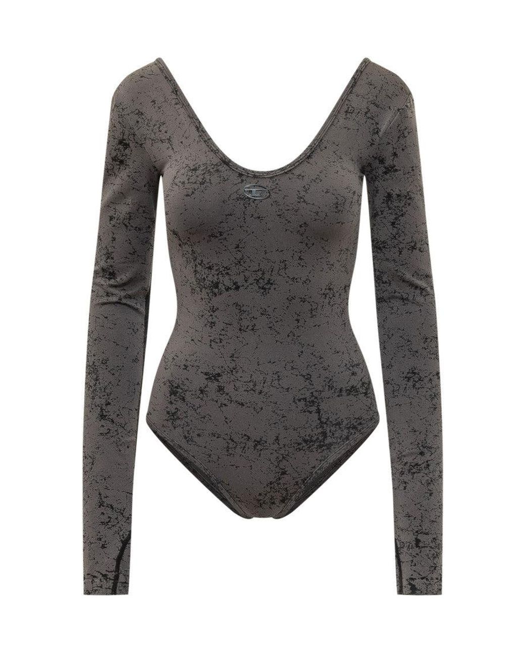 DIESEL Gray Printed Scoop Neck Top