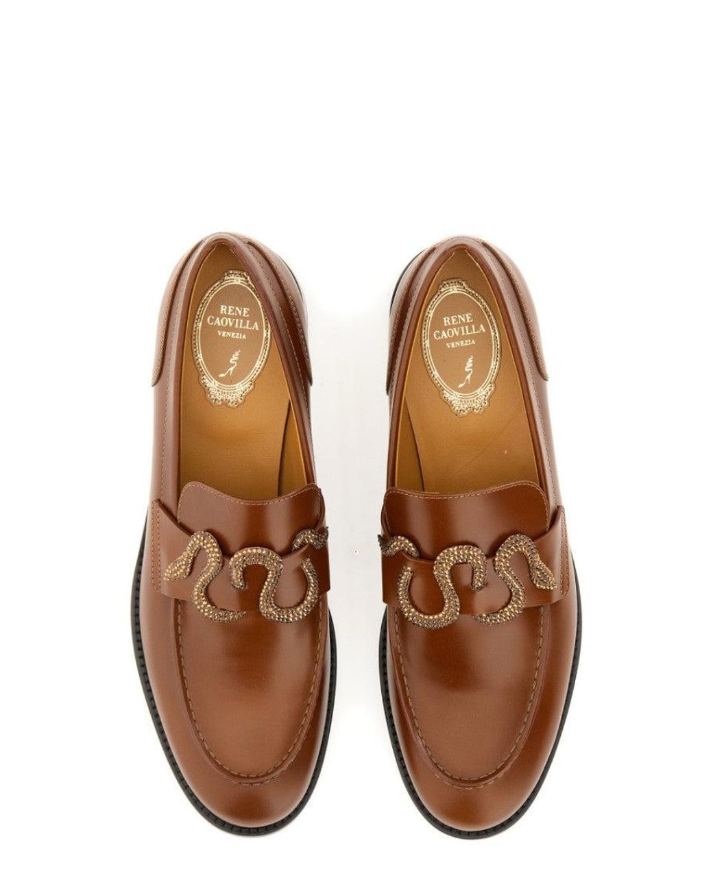 Rene Caovilla Brown Slip On Loafers