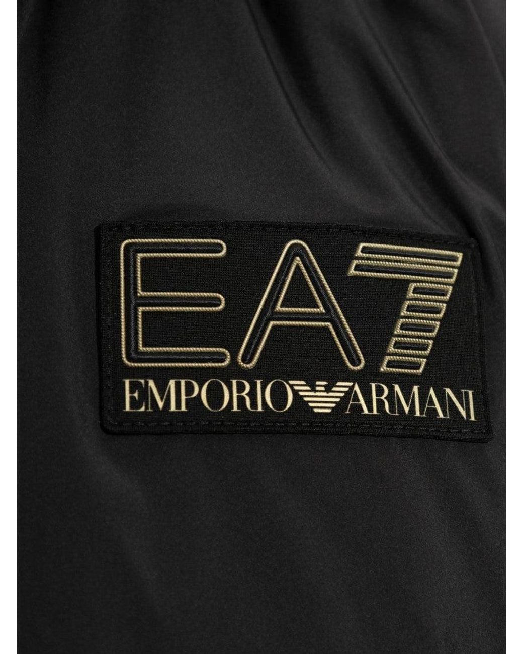 EA7 Black Logo Hood Jacket for men