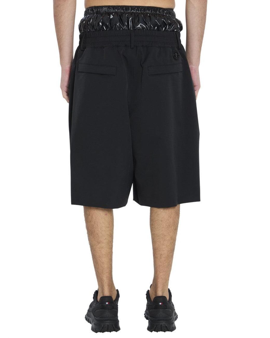 Moncler Black Loose Solid Shorts for men