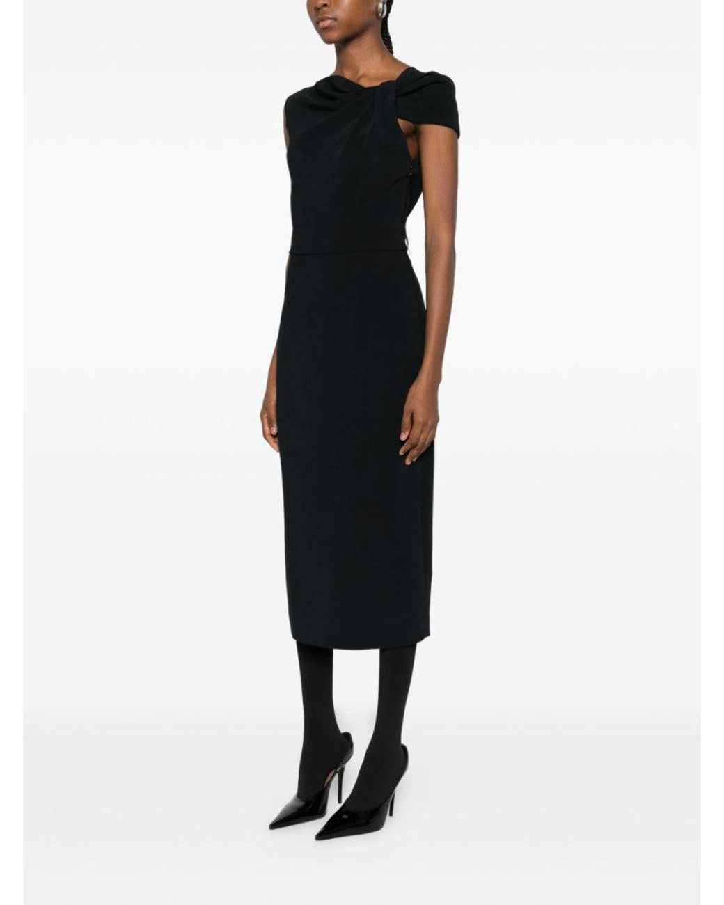 Givenchy Black Draped Midi Dress
